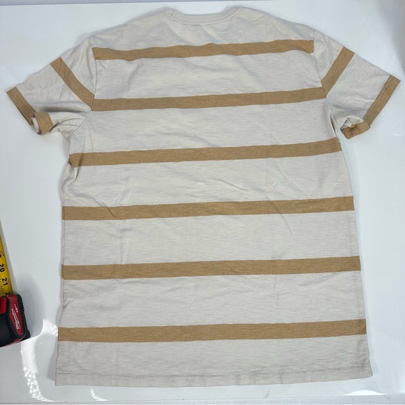 GAP T-shirt SHORT SLEEVE men’s shirt CREAM GOLD striped shirt CREWNECK L - Picture 5 of 7